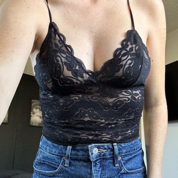 La Vie En Rose Black Lace Camisole - Picture 1 of 5